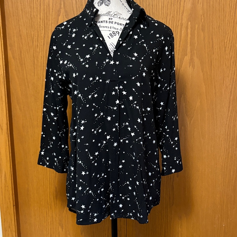 Le Chateau Midnight Black Starry Button Down Shirt